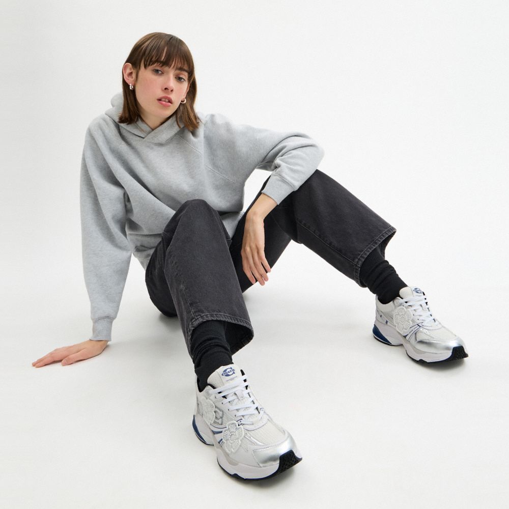 Coach Mesh Sneaker With Tea Rose Deep Blue Multi