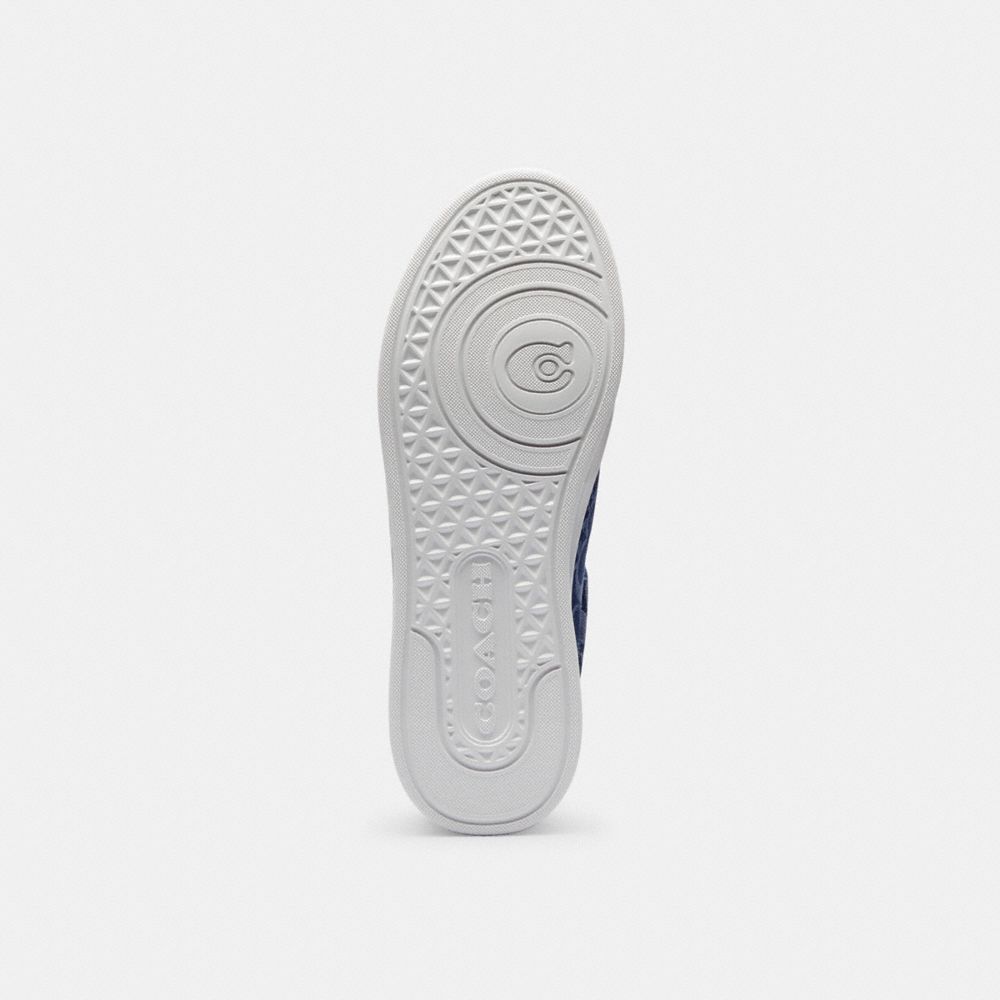 Coach High Line Sneaker In Signature Denim Deep Blue Multi
