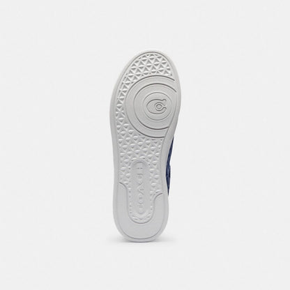 Coach High Line Sneaker In Signature Denim Deep Blue Multi