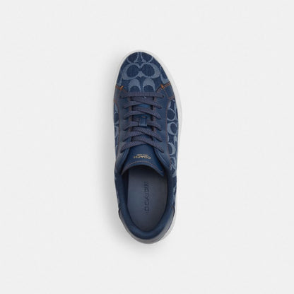 Coach High Line Sneaker In Signature Denim Deep Blue Multi