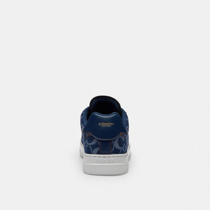 Coach High Line Sneaker In Signature Denim Deep Blue Multi
