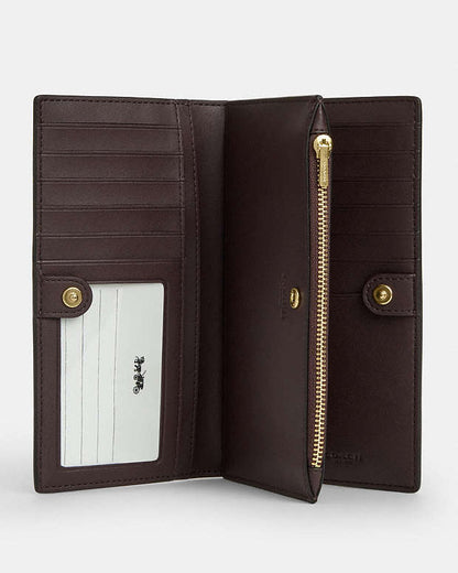 Slim Zip Wallet With Floral Print Gold-Deep Blue Multi Gold-Deep Blue Multi