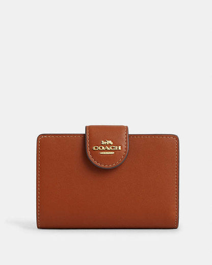 Medium Corner Zip Wallet Smooth Leather-Gold-Tan Smooth Leather-Gold-Tan
