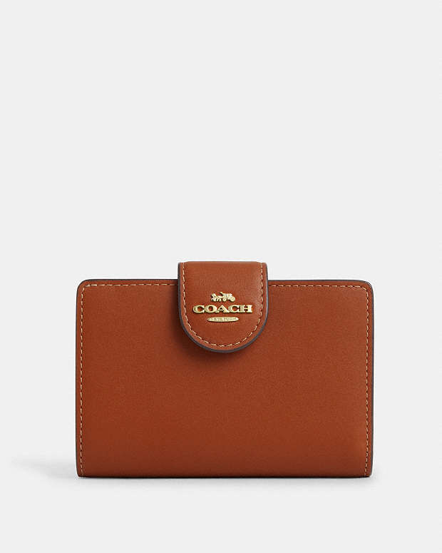 Medium Corner Zip Wallet Smooth Leather-Gold-Tan Smooth Leather-Gold-Tan