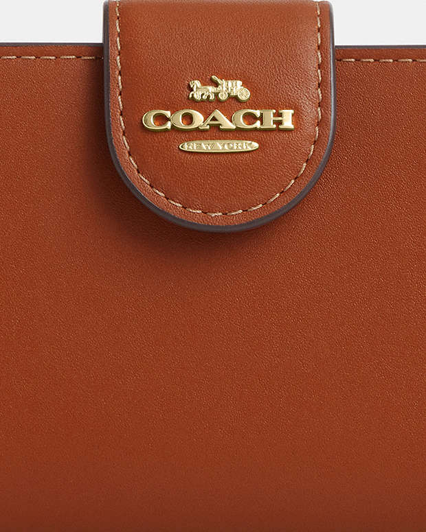 Medium Corner Zip Wallet Smooth Leather-Gold-Tan Smooth Leather-Gold-Tan
