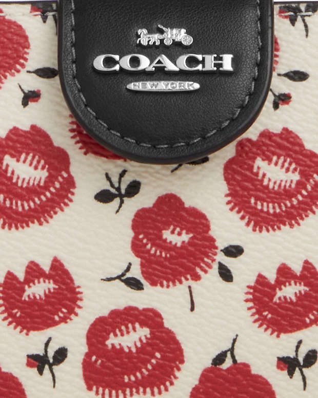 Medium Corner Zip Wallet With Floral Print Silver-Chalk-Black Multi Silver-Chalk-Black Multi