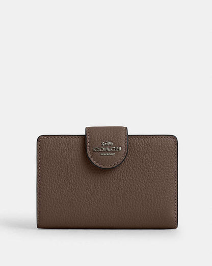 Medium Corner Zip Wallet Pebbled Leather-Qb-Dark Stone Pebbled Leather-Qb-Dark Stone