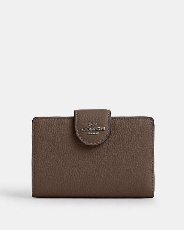 Medium Corner Zip Wallet Pebbled Leather-Qb-Dark Stone Pebbled Leather-Qb-Dark Stone