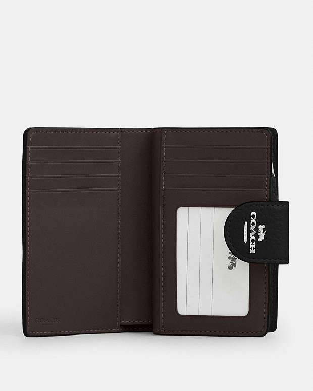 Medium Corner Zip Wallet Pebbled Leather-Silver-Black Pebbled Leather-Silver-Black