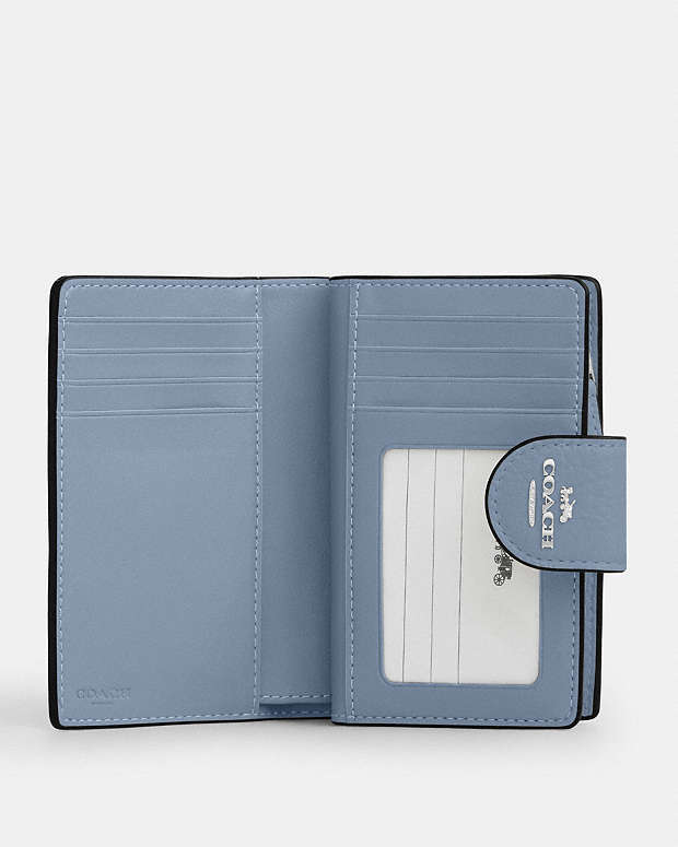 Medium Corner Zip Wallet Pebbled Leather-Sv-Pale Lapis Pebbled Leather-Sv-Pale Lapis