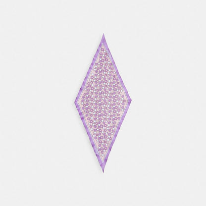 Coach Floral Print Silk Diamond Scarf Purple