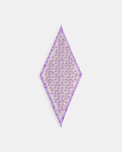 Floral Print Silk Diamond Scarf Purple Purple
