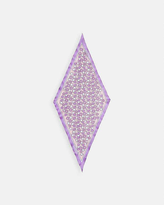 Floral Print Silk Diamond Scarf Purple Purple