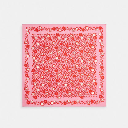 Coach Country Club Floral Print Silk Bandana Pink Red