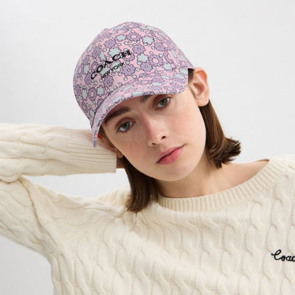 Coach Floral Print Baseball Hat Purple