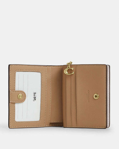 Snap Wallet With Shell Print Coated Canvas-Gold-Chalk Multi Coated Canvas-Gold-Chalk Multi