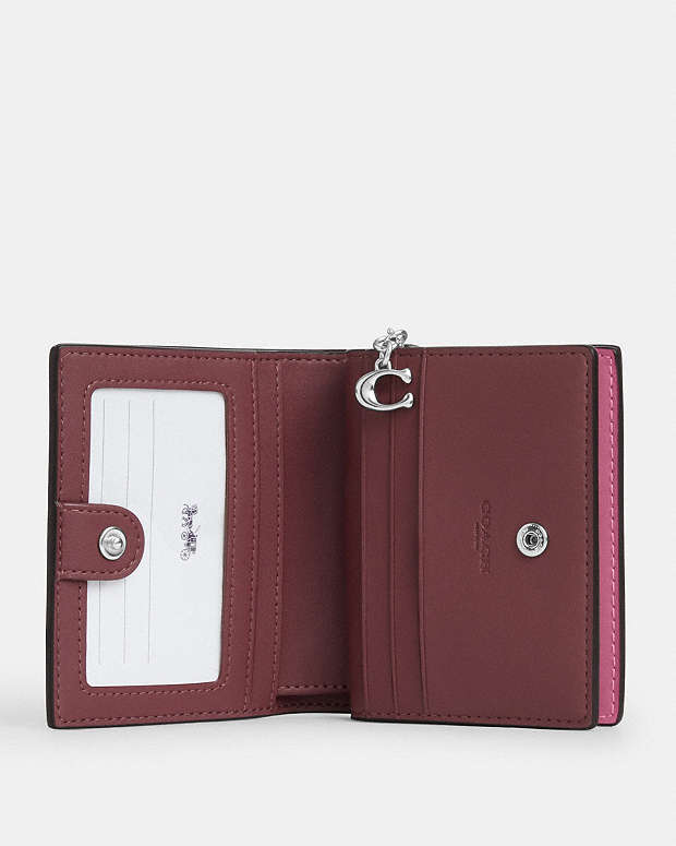 Snap Wallet With Floral Print Silver-Pink Multi Silver-Pink Multi