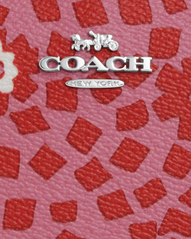 Snap Wallet With Floral Print Silver-Pink Multi Silver-Pink Multi