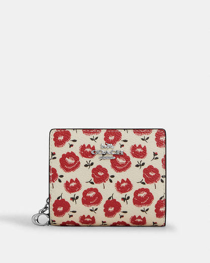 Snap Wallet With Floral Print Silver-Chalk-Black Multi Silver-Chalk-Black Multi