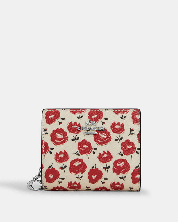 Snap Wallet With Floral Print Silver-Chalk-Black Multi Silver-Chalk-Black Multi