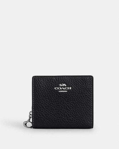 Snap Wallet Pebbled Leather-Silver-Black Pebbled Leather-Silver-Black