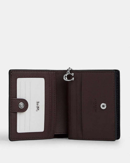 Snap Wallet Pebbled Leather-Silver-Black Pebbled Leather-Silver-Black