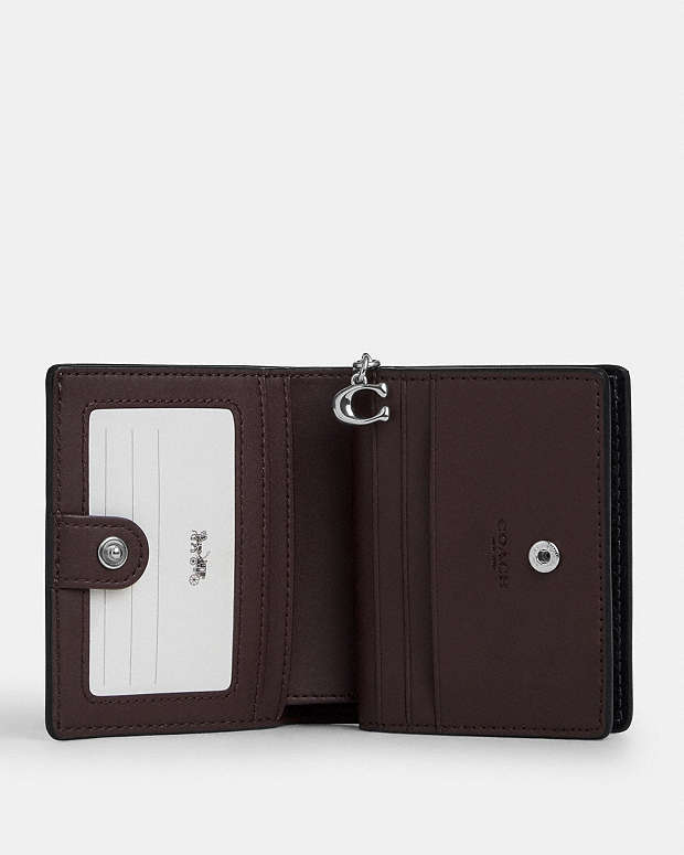 Snap Wallet Pebbled Leather-Silver-Black Pebbled Leather-Silver-Black