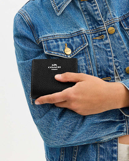 Snap Wallet Pebbled Leather-Silver-Black Pebbled Leather-Silver-Black