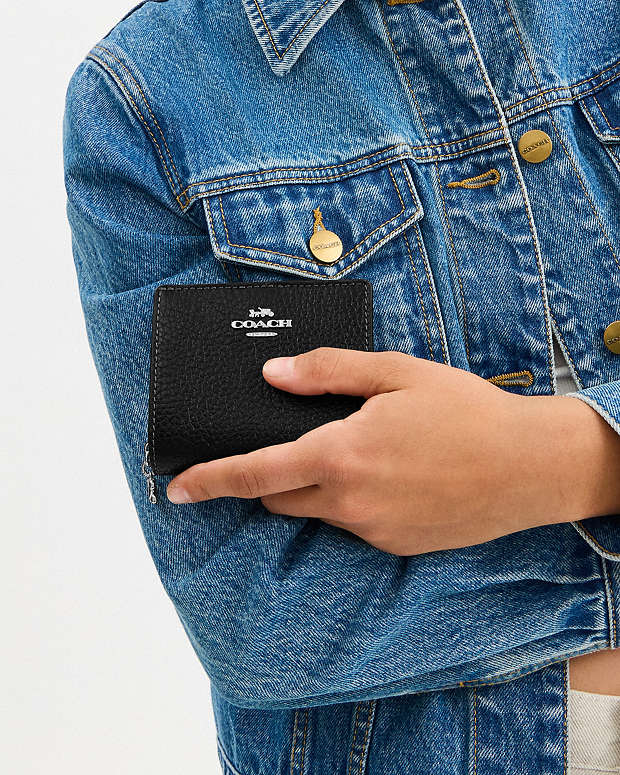 Snap Wallet Pebbled Leather-Silver-Black Pebbled Leather-Silver-Black