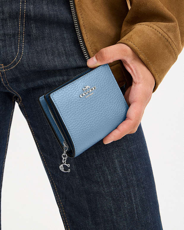 Snap Wallet Pebbled Leather-Silver-Pool Pebbled Leather-Silver-Pool
