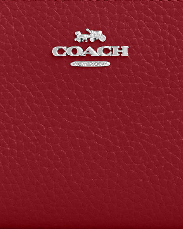 Snap Wallet Pebbled Leather-Silver-Dark Cardinal Pebbled Leather-Silver-Dark Cardinal