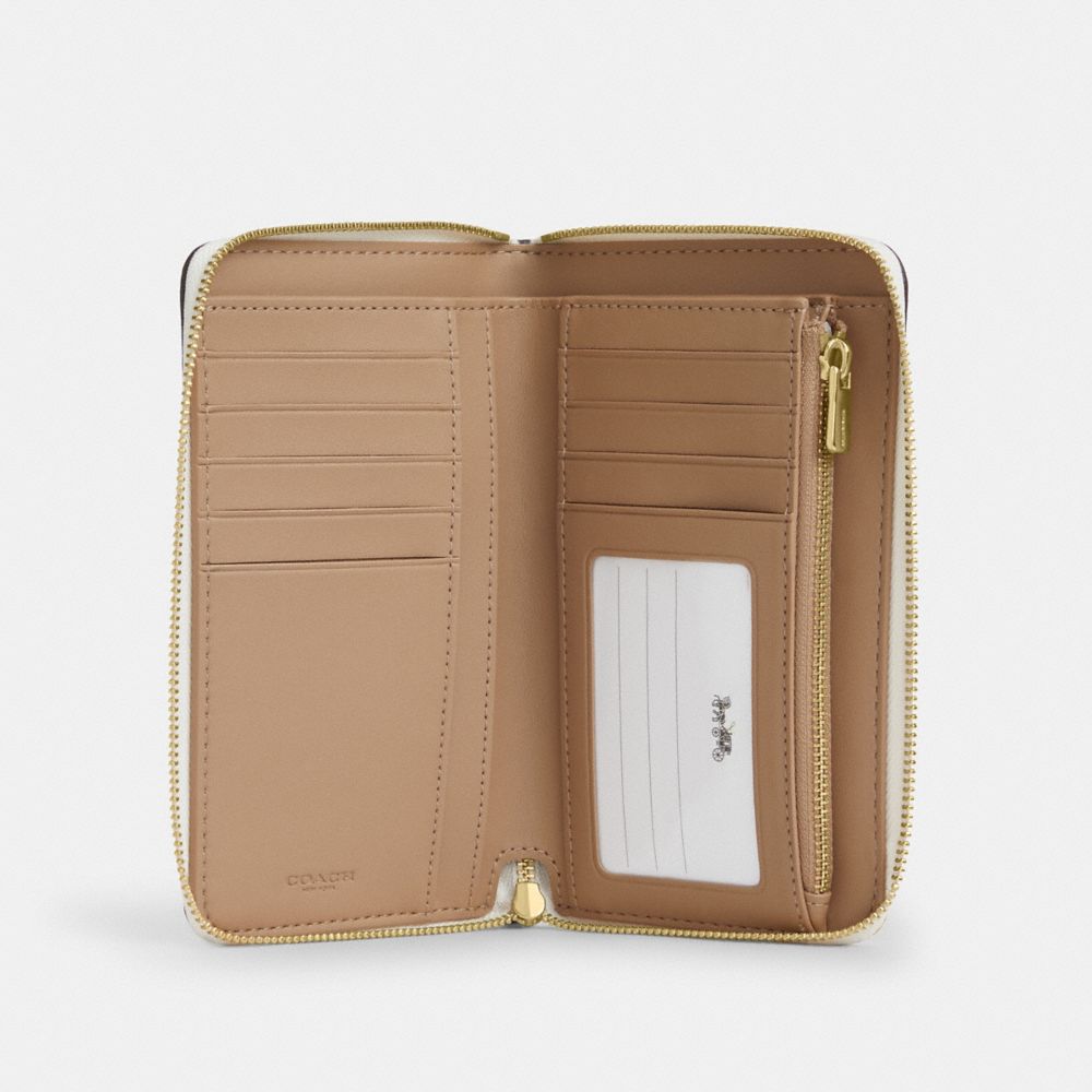 Medium Id Zip Wallet In Signature Canvas With Varsity Stripe Gold-Chalk Multi Gold-Chalk Multi
