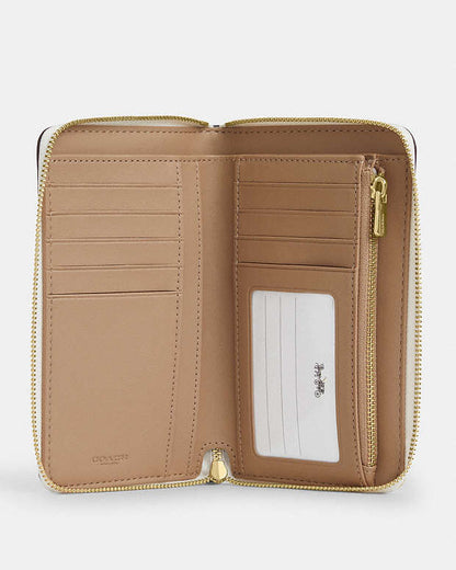 Medium Id Zip Wallet In Signature Canvas With Varsity Stripe Gold-Chalk Multi Gold-Chalk Multi