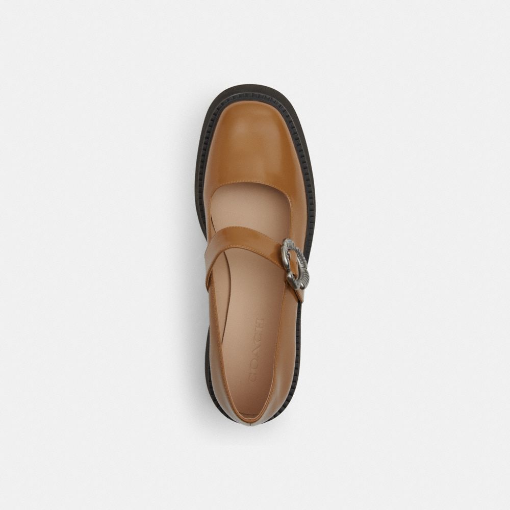 Coach Tea Rose Platform Mary Jane Honey Brown