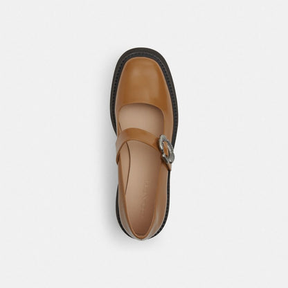 Coach Tea Rose Platform Mary Jane Honey Brown