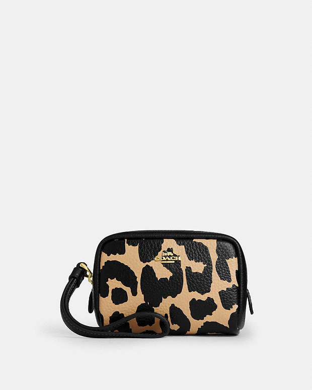 Pouch Wristlet With Leopard Print Gold-Leopard Multi Gold-Leopard Multi