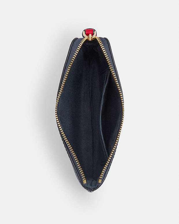 Corner Zip Wristlet In Signature Canvas With Varsity Stripe Im-Denim-Bold Red Im-Denim-Bold Red