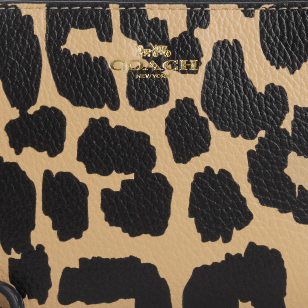 Corner Zip Wristlet With Leopard Print Gold-Leopard Multi Gold-Leopard Multi