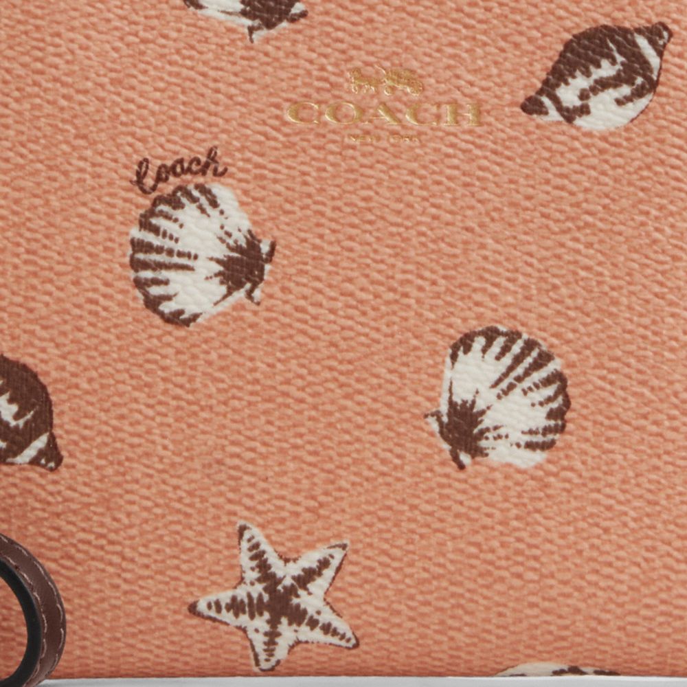 Corner Zip Wristlet With Shell Print Im-Coral-Maple Im-Coral-Maple