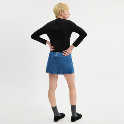 Coach Heritage C Denim Mini Skirt In Organic Cotton Medium Blue