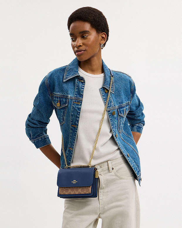 Mini Klare Crossbody Bag In Signature Canvas Im-Deep Blue-Tan Im-Deep Blue-Tan