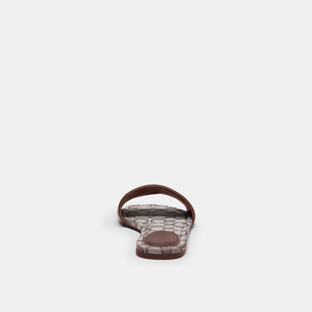 Coach Slide Sandal In Signature Jacquard Oak Maple