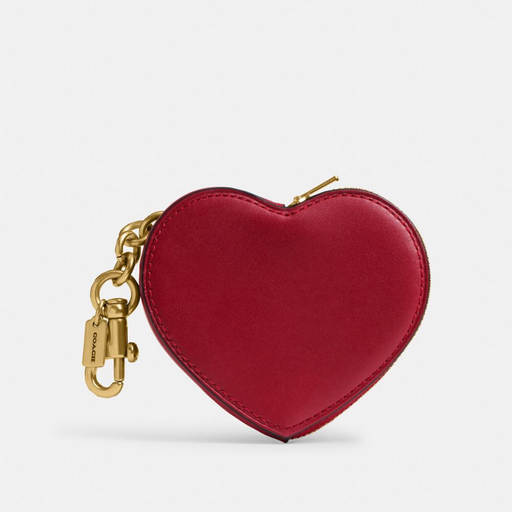 Coach Heart Coin Purse Brass Red