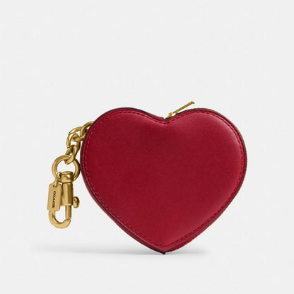 Coach Heart Coin Purse Brass Red