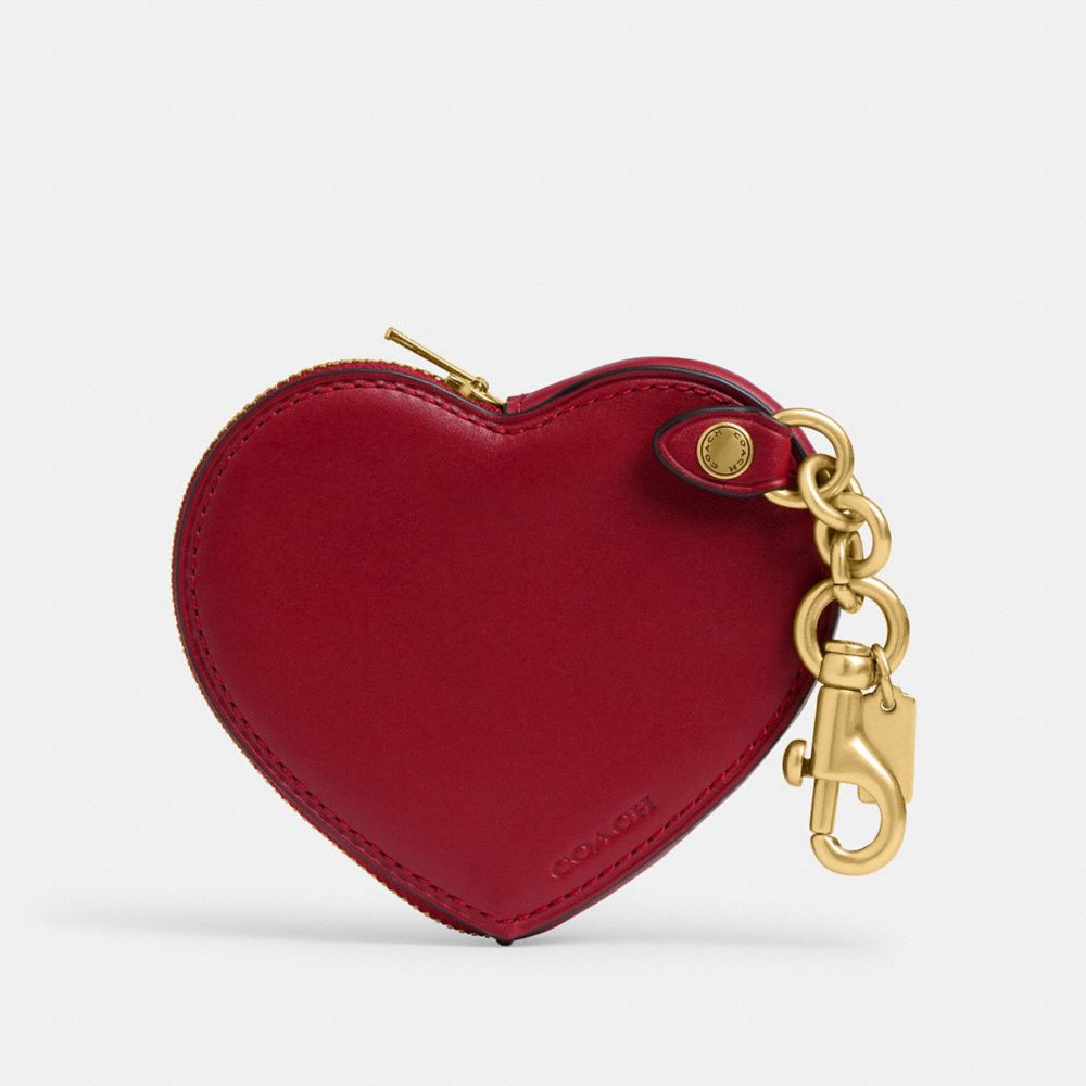 Coach Heart Coin Purse Brass Red