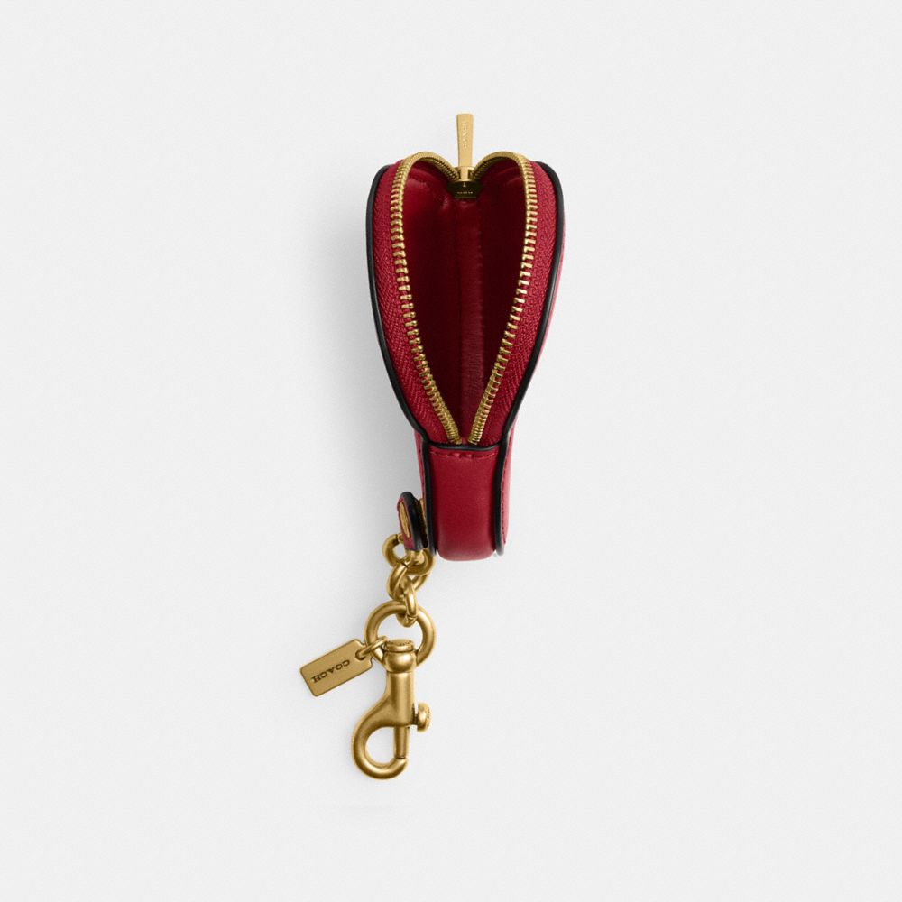 Coach Heart Coin Purse Brass Red