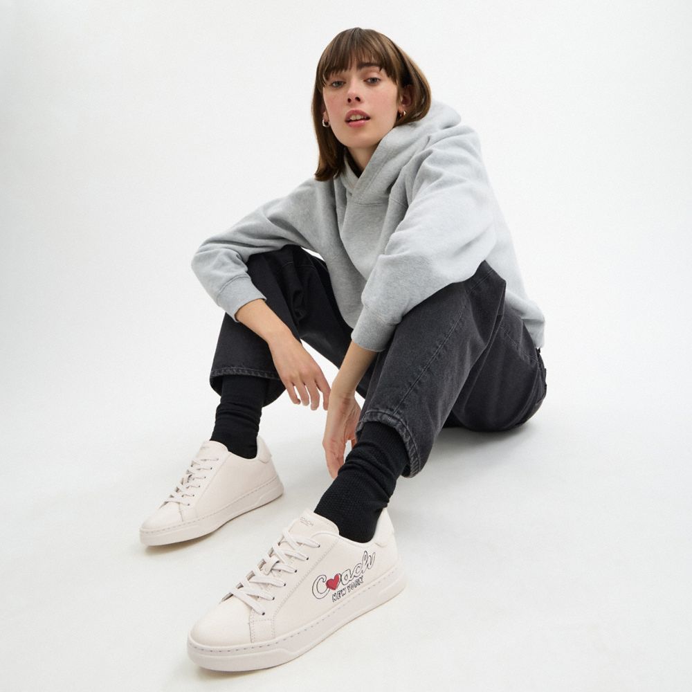 Coach High Line Sneaker With Heart Chalk Multi