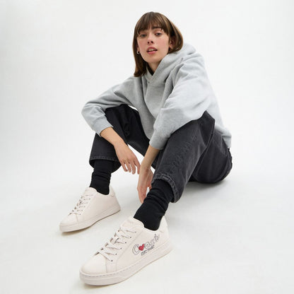 Coach High Line Sneaker With Heart Chalk Multi