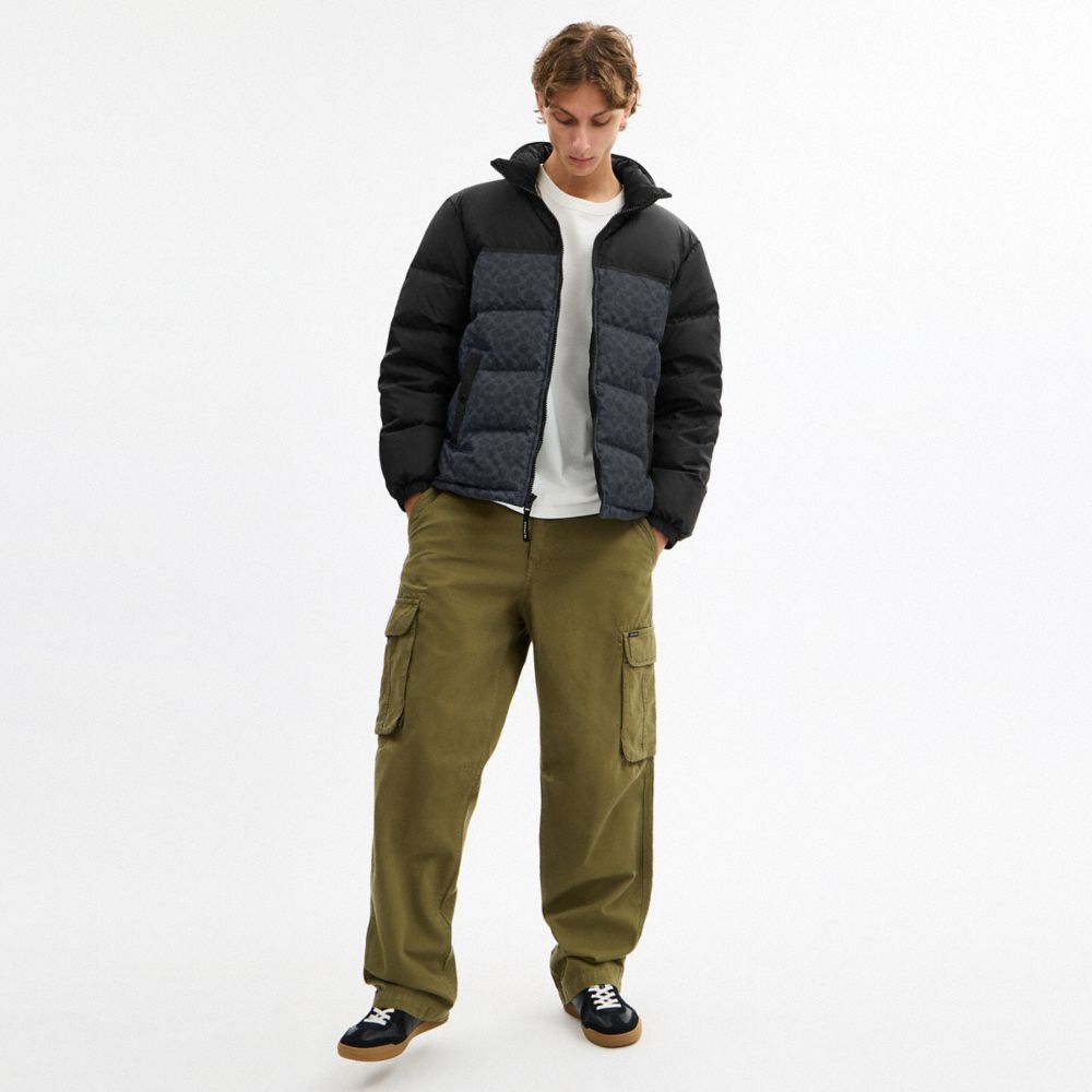 Coach Signature Down Jacket In Recycled Polyester Charcoal Signature