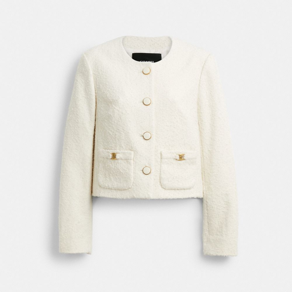 Coach Heritage C Boucle Jacket Cream